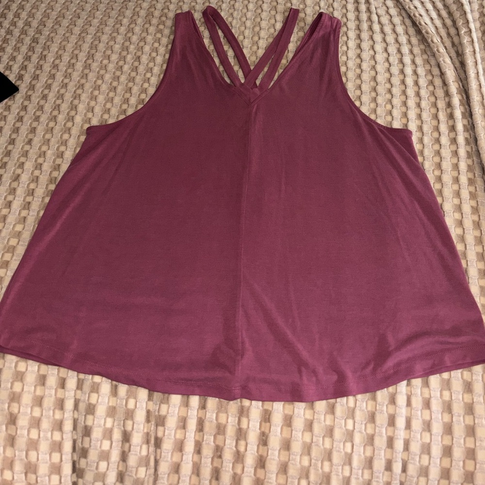 Soft & Sexy Sueded Tank Top in Plum with crisscross